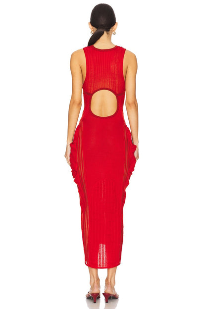 Pleated fabric maxi vest dress